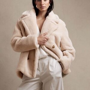Banana Republic Cream Teddy Coat